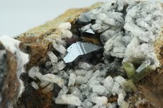 6 Anatase Crystals w. Albite & green Quartz