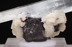 TOP Aquamarin Doppelender Kristall auf Schorl / Albit /Granat