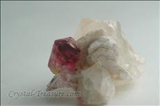 ルベライト (Rubellite) on  石英 (Quartz) with 雲母 (Mica)