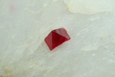 Sharp Spinel Crystal on Calcite