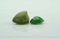 Emerald Green Kornerupine faceted & rough