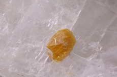 Yellow Chondrodite Crystal on crystalline Calcite