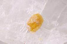 Yellow Chondrodite Crystal on crystalline Calcite