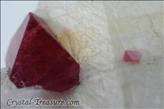 Fine スピネル (Spinel) Octahedron on 方解石 (Calcite)