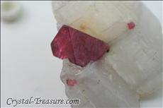 Fine スピネル (Spinel) Octahedron on 方解石 (Calcite)