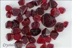 Various shaped red Spinel crystals