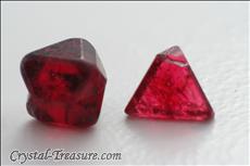 Various shaped red Spinel crystals