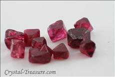 Various shaped red Spinel crystals