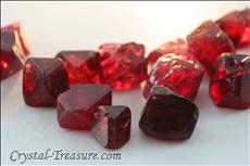 Various shaped red Spinel crystals