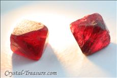 Various shaped red Spinel crystals