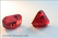 Various shaped red Spinel crystals