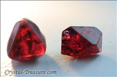 Various shaped red Spinel crystals