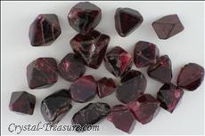 Various shaped red Spinel crystals