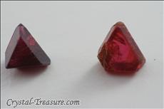 Various shaped red Spinel crystals