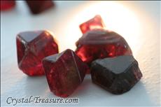 Various shaped red Spinel crystals