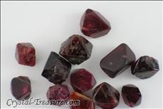 Various shaped red Spinel crystals