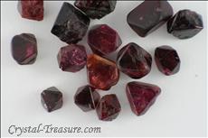 Various shaped red Spinel crystals