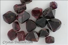 Various shaped red Spinel crystals