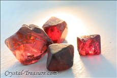 Various shaped red Spinel crystals