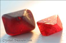 Various shaped red Spinel crystals