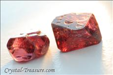 Various shaped red Spinel crystals