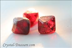 Various shaped red Spinel crystals