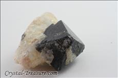 Black Spinel Crystal in Calcite