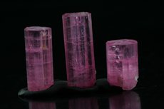 3  Pink Tourmaline Crystals