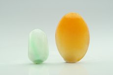 Orangey & light Green Jade Cabochons