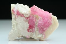 Pinkfarbige Turmaline Kristalle in Matrix