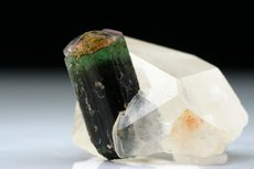 Bicolored Tourmaline on Quartz