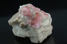 Rubellite Crystals on Feldspar