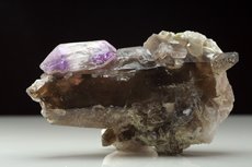 Amethyst auf Rauchquarz-Kristall