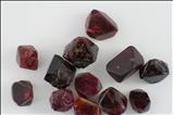 Various shaped red Spinel crystals